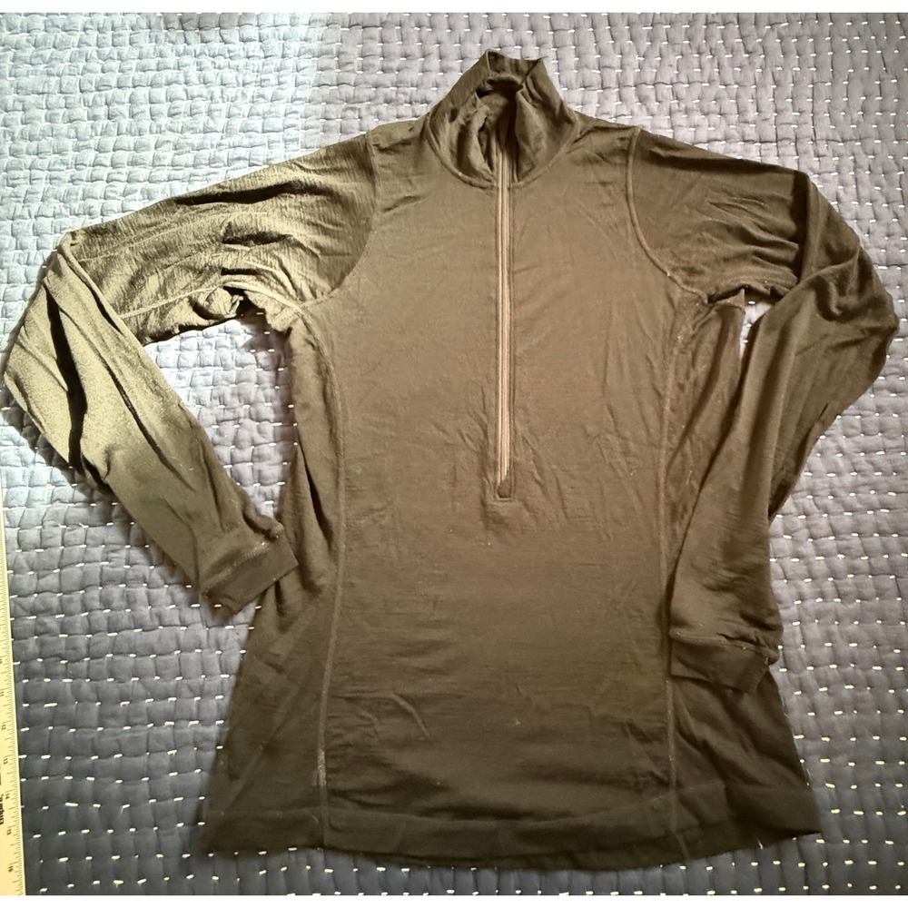 Mountain Equipment Co-op Womens Large Black 100% Merino Wool 1/4 Zip Baselayer